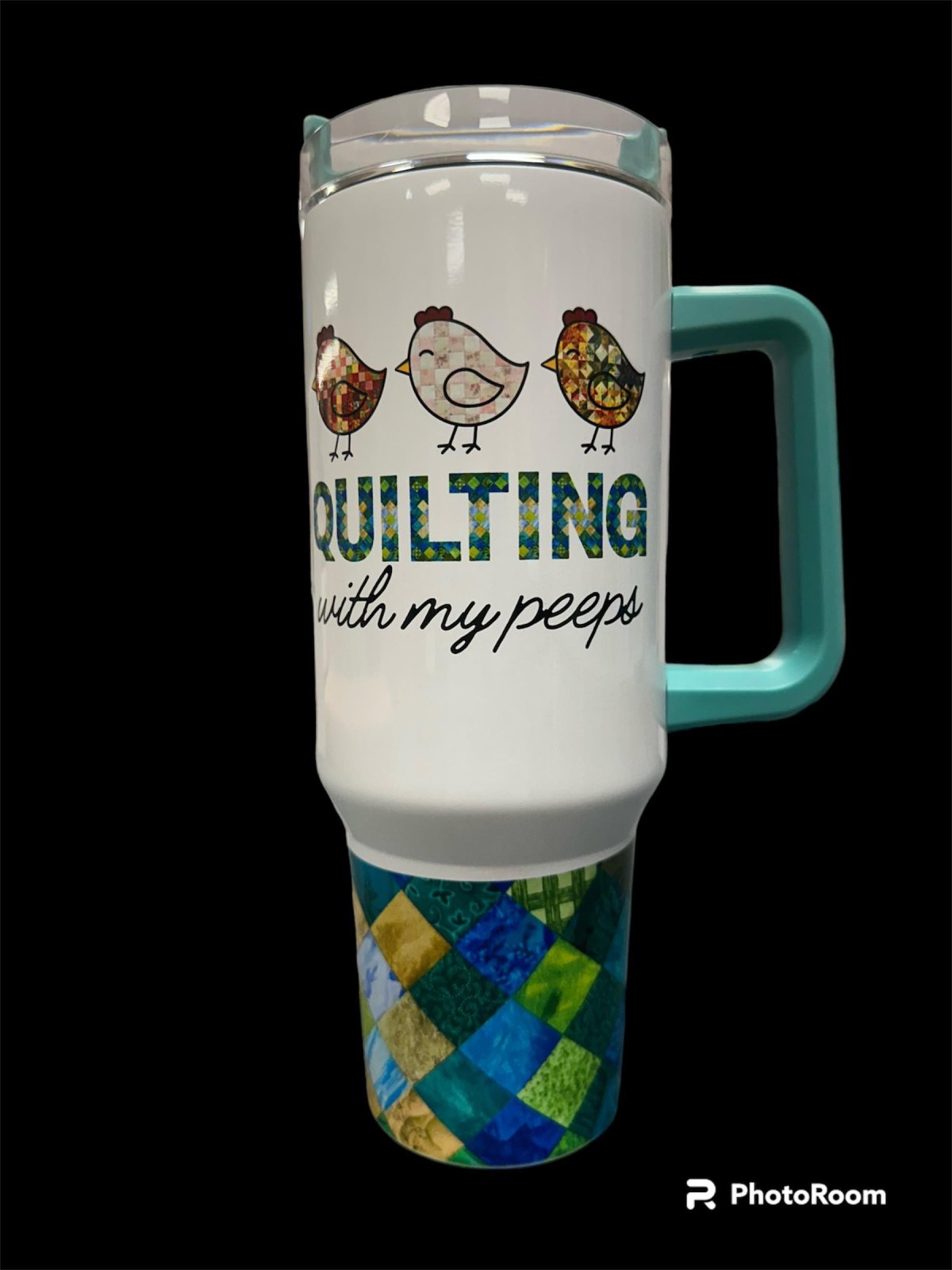 Quilting with My Peeps -Teal - 40oz Mug