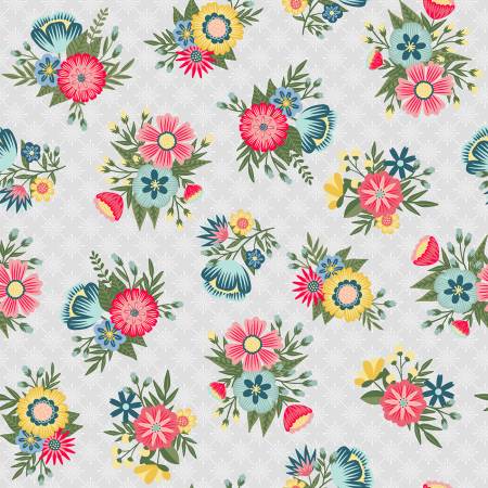 Vintage Flora - Grey Lattice Floral