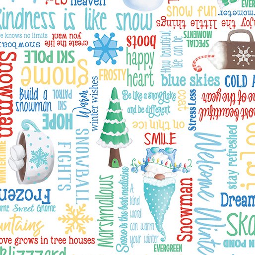 Gnome Wonderland Winter Words - White