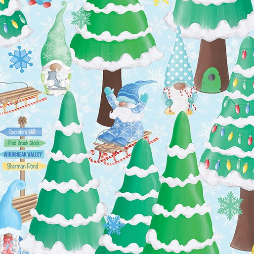 Gnome Wonderland Winter Wonderland Scenic - Sky Blue