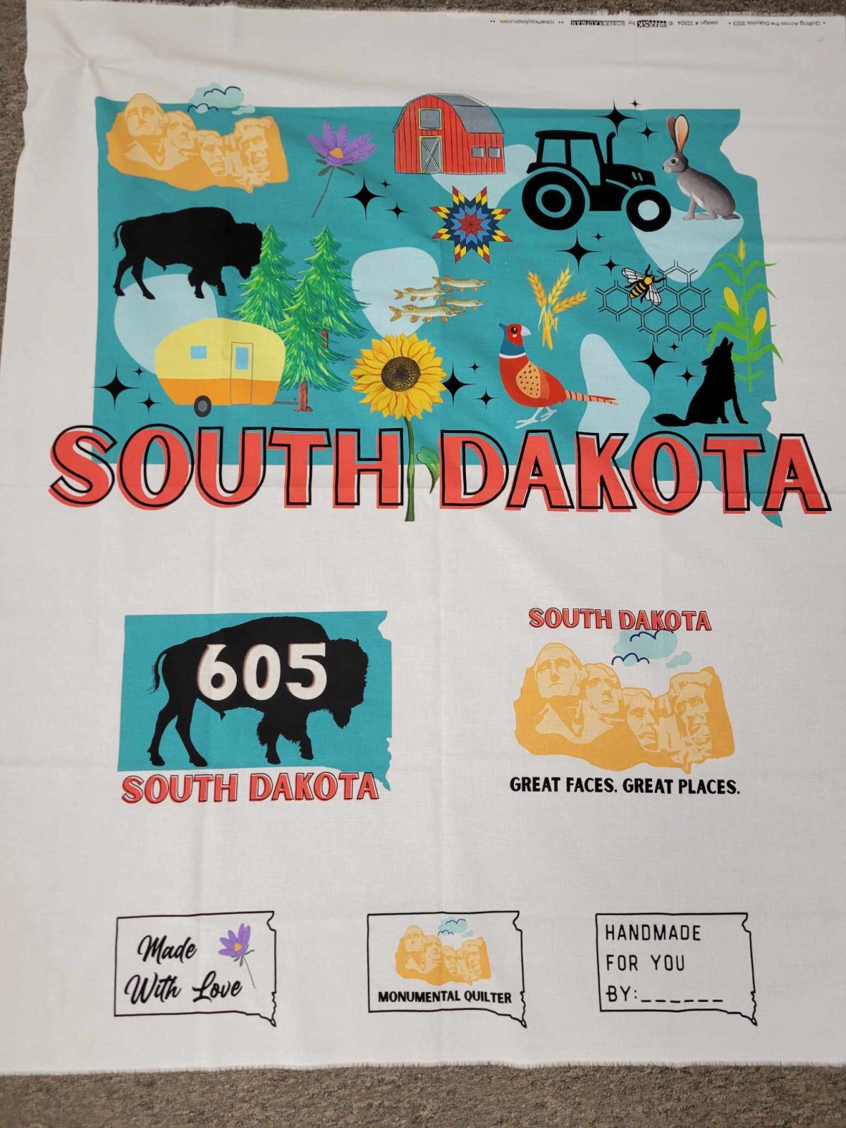 Quilting Across The Dakotas - White Panel