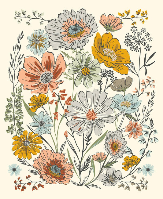 Woodland Wildflowers - Cream Panel