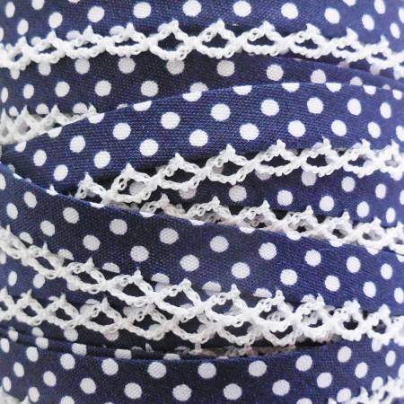 Navy - Polka Dot Bias Tape