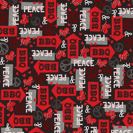 Peace Love BBQ - Black/Red