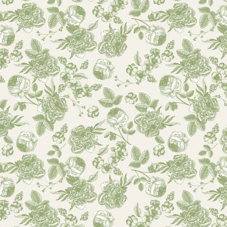 Gingham Gardens Lined Floral - Green