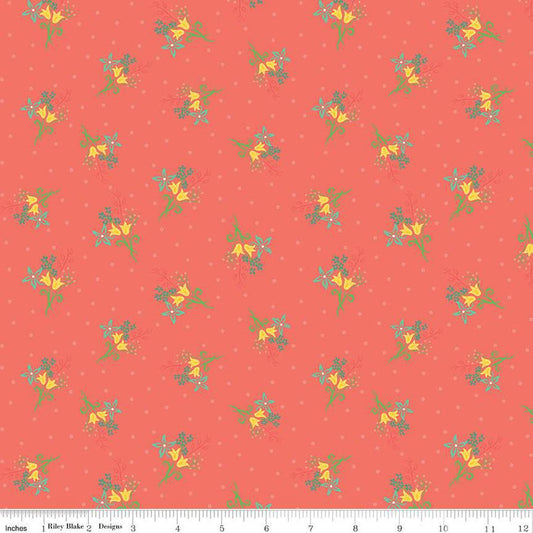 Gingham Cottage Scatter Floral - Coral