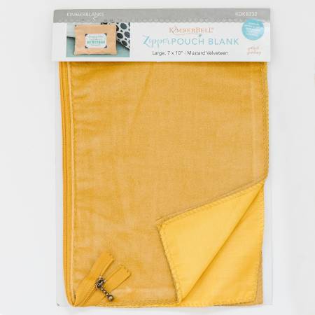 Zipper Pouch Blank Velveteen Large - Mustard