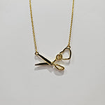 Scissor Heart Charm Necklace - Gold