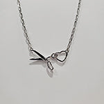 Scissor Heart Charm Necklace - Silver