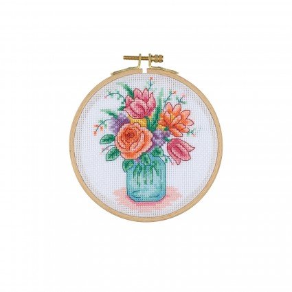 Cross Stitch Kit with Wooden Hoop