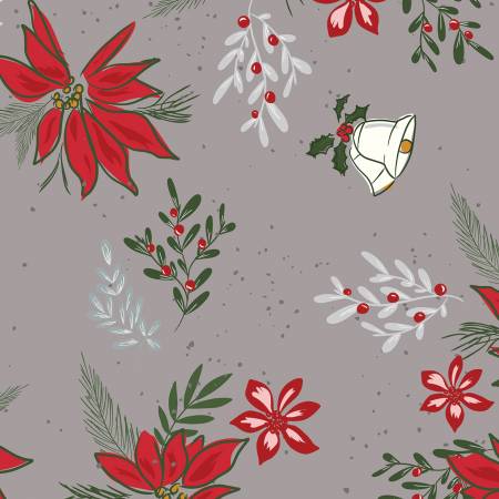 108" Mistletoe & Holly Floral - Gray